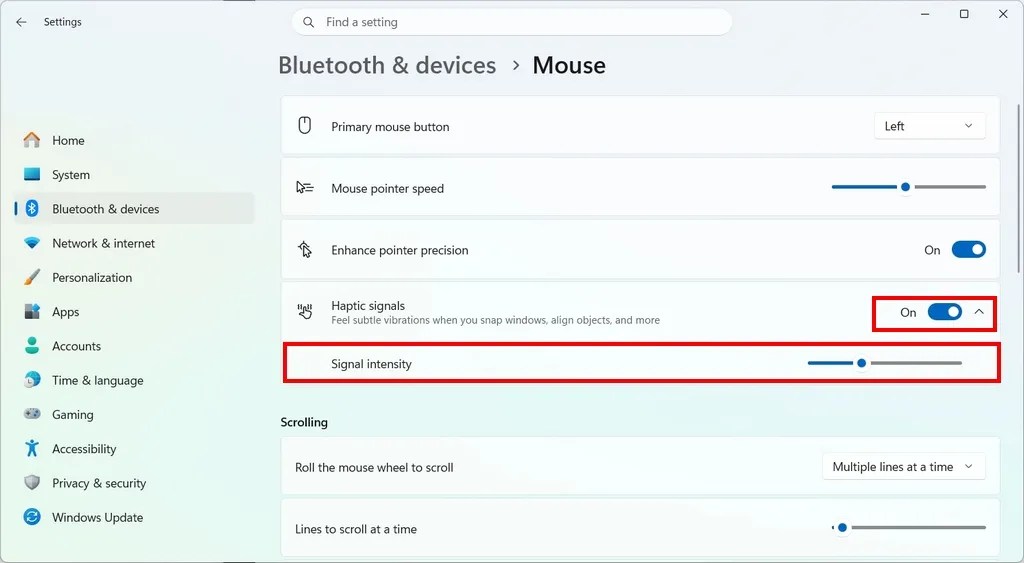 Enable mouse haptic signals