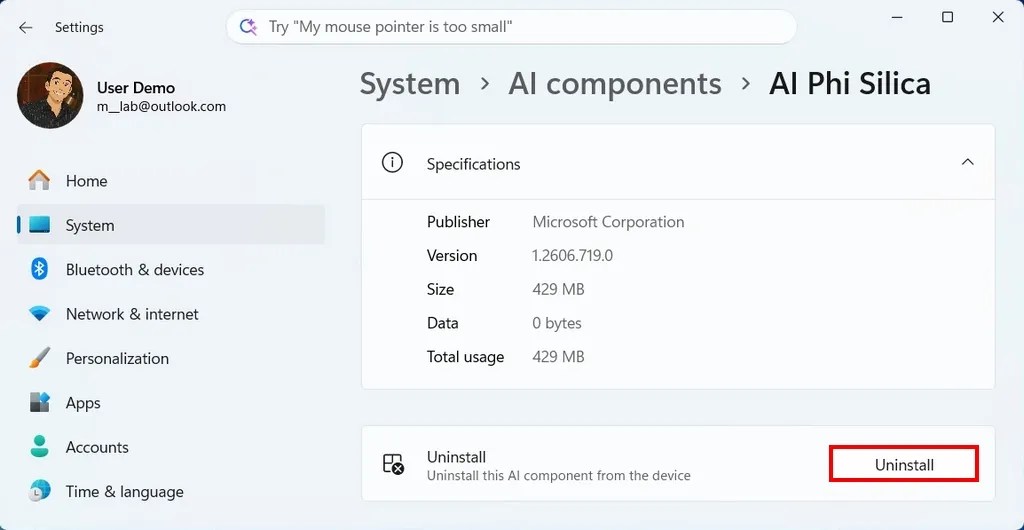 Windows 11 uninstall AI models