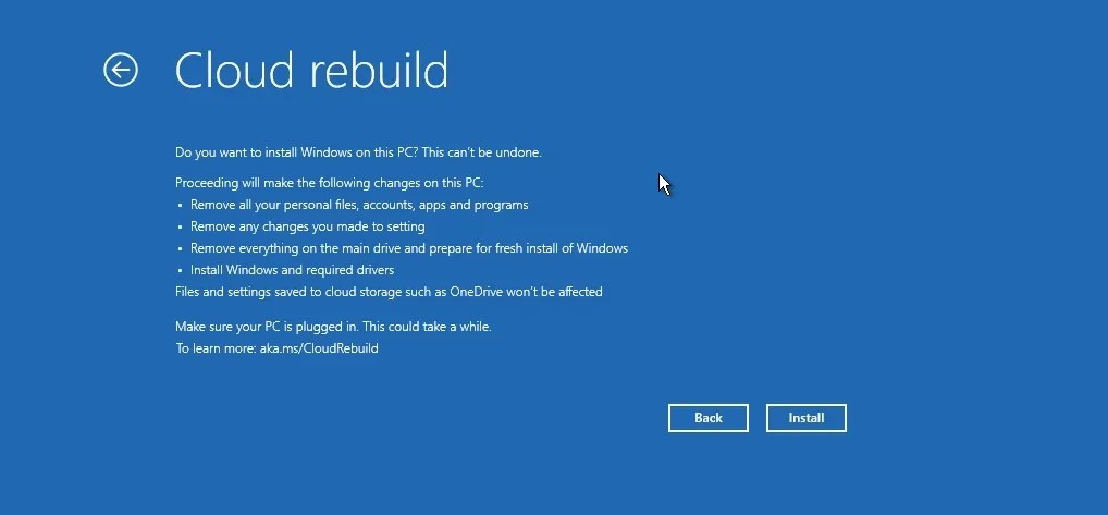 Could rebuild install option