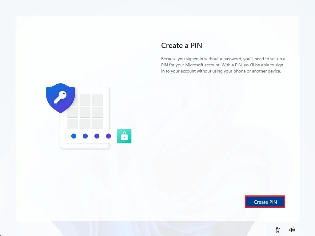 Create PIN option