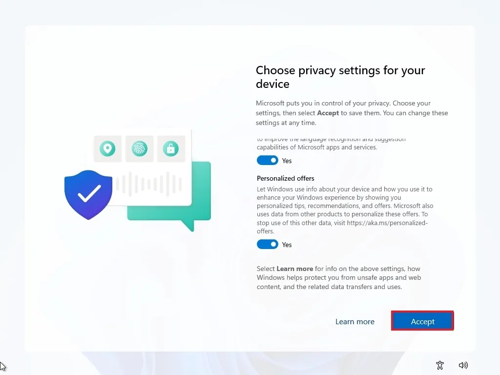 Windows 11 OOBE privacy settings