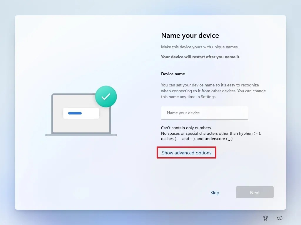 Show advanced options