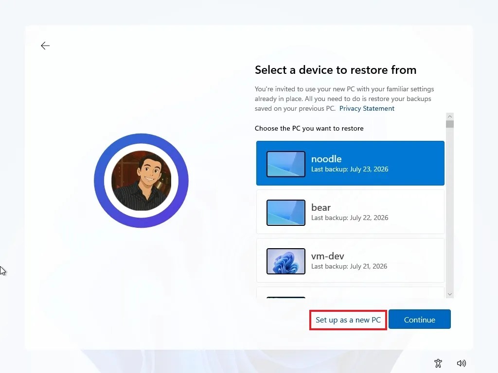 OOBE skip restore backup for Windows 11
