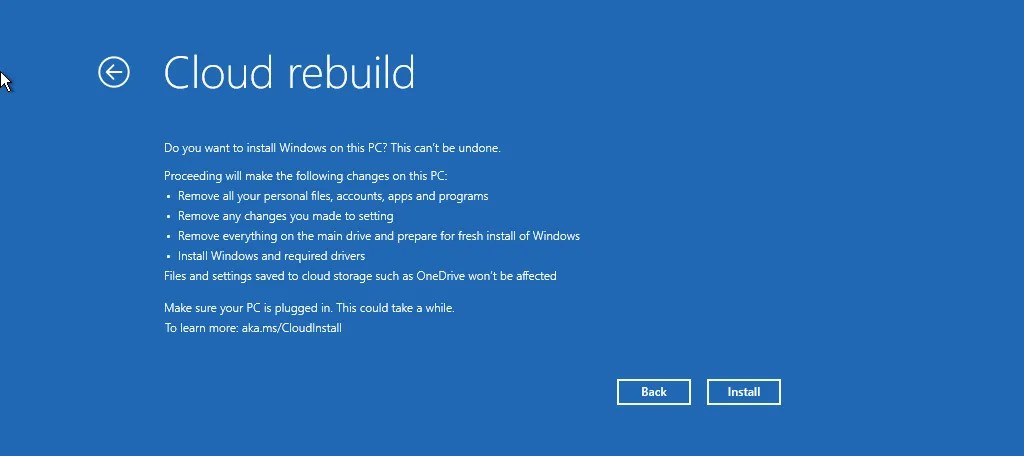 Cloud Rebuild process