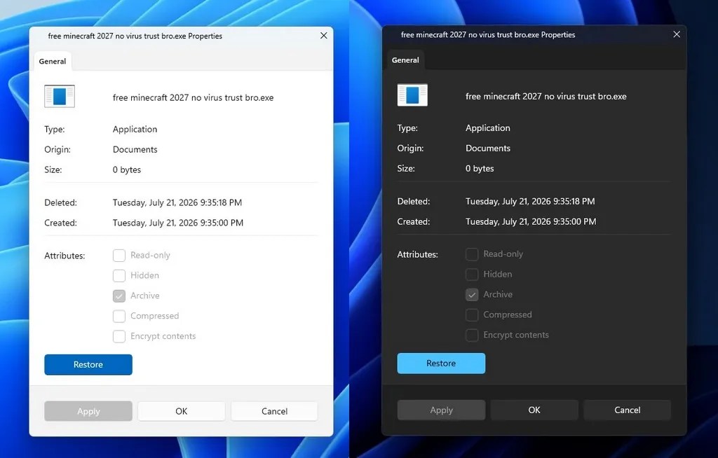 New Properties dialog