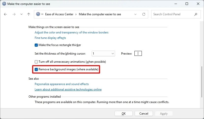 Remove background images option