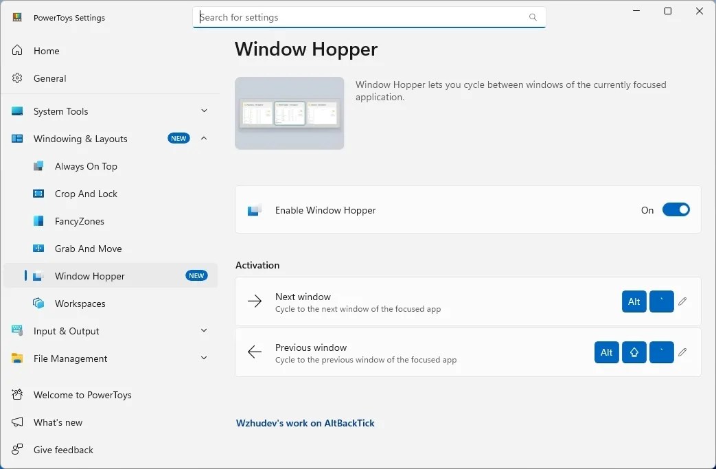PowerToys Window Hopper