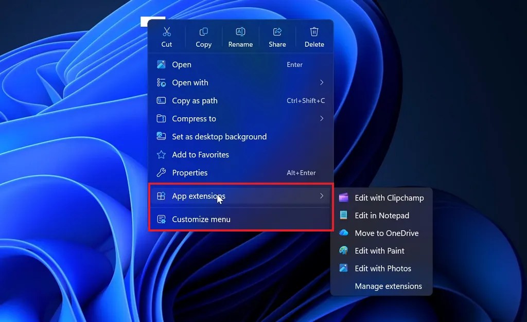 New context menu design