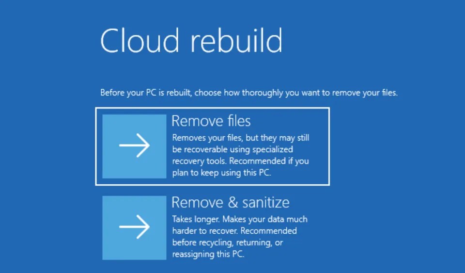 Cloud Rebuild new options