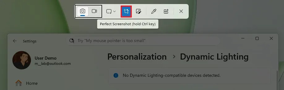 Copilot+ PC Perfect Screenshot option
