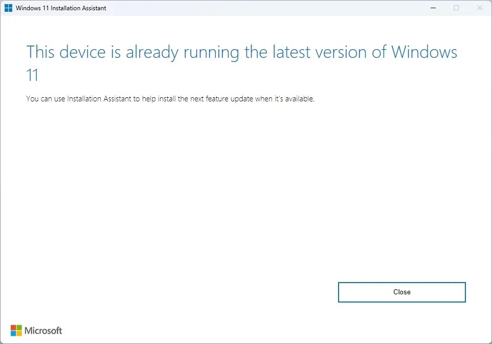 This device is already running the latest version of Windows 11