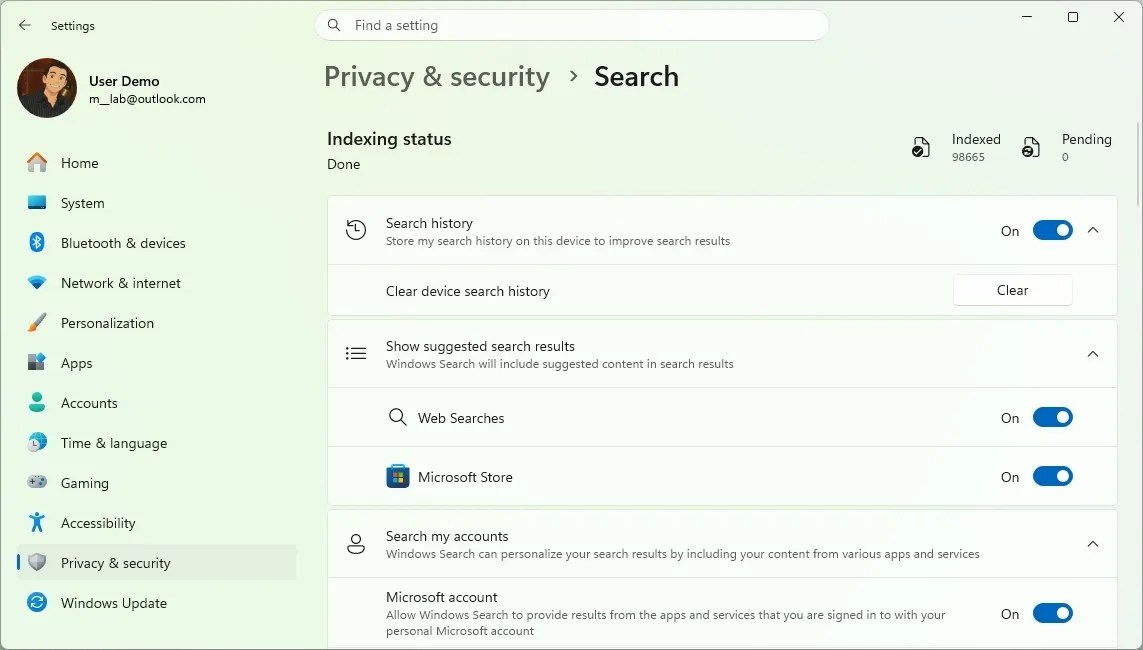 Disable Bing results in Search