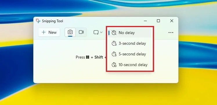 Snipping Tool delay timer