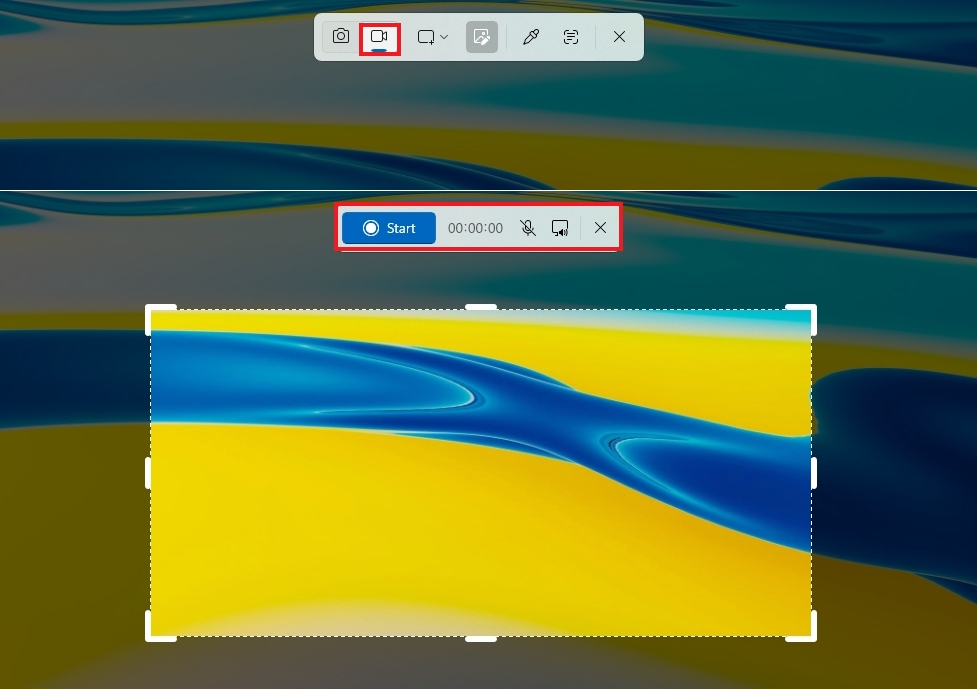 Snipping Tool record option