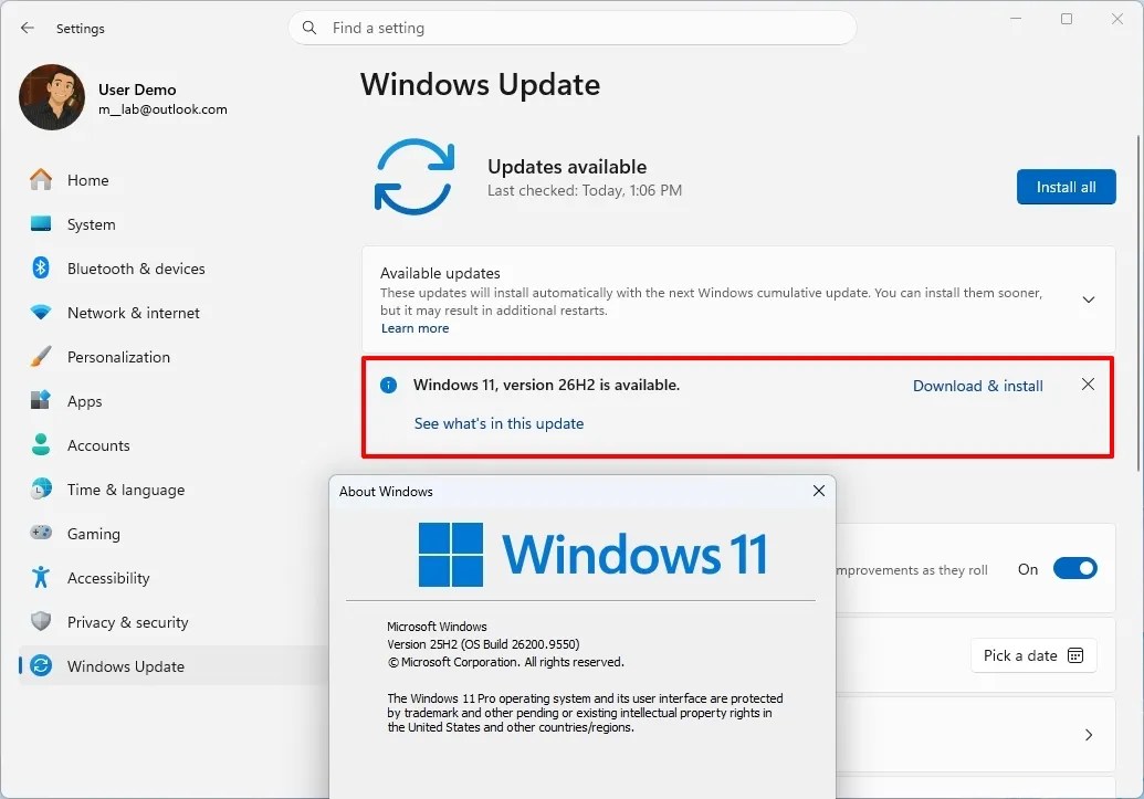 Windows 11 26H2 official install option