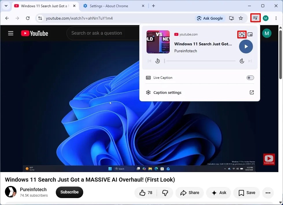 Chrome YouTube save screenshot