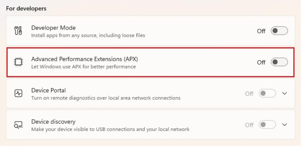 Advanced Performance Extensions