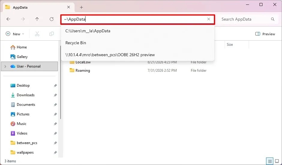 File Explorer address bar ~ support