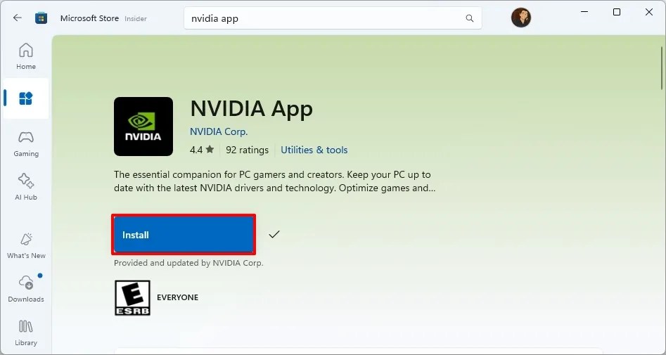Windows 11 install NVIDIA App