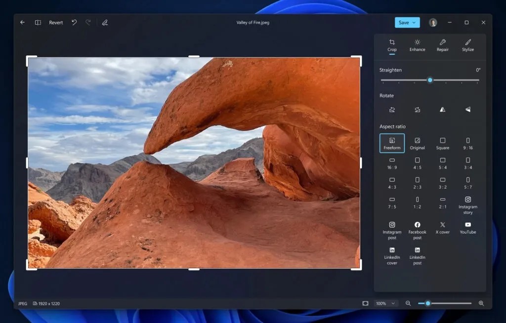 Photos app new Editor with WinUI 3