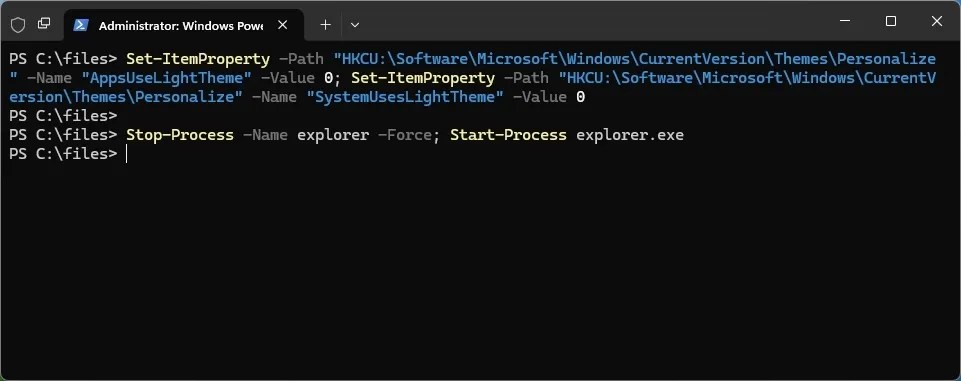 PowerShell change to dark mode