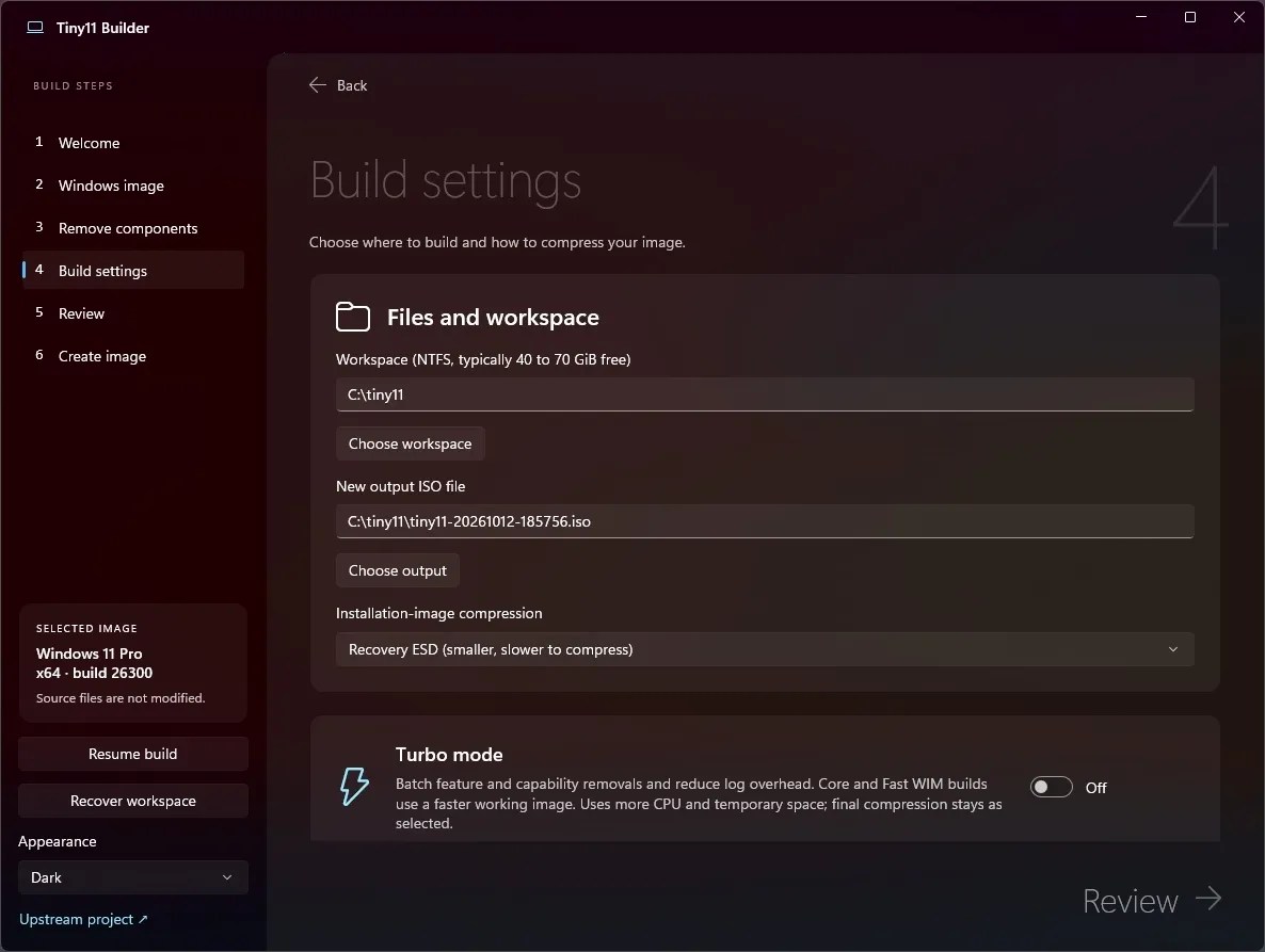 Tiny11 Builder Custom option