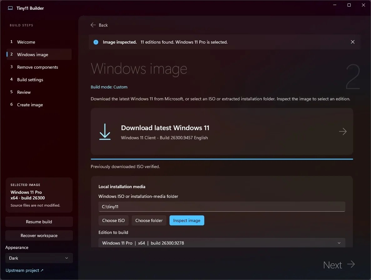 Tiny11 Builder ISO download