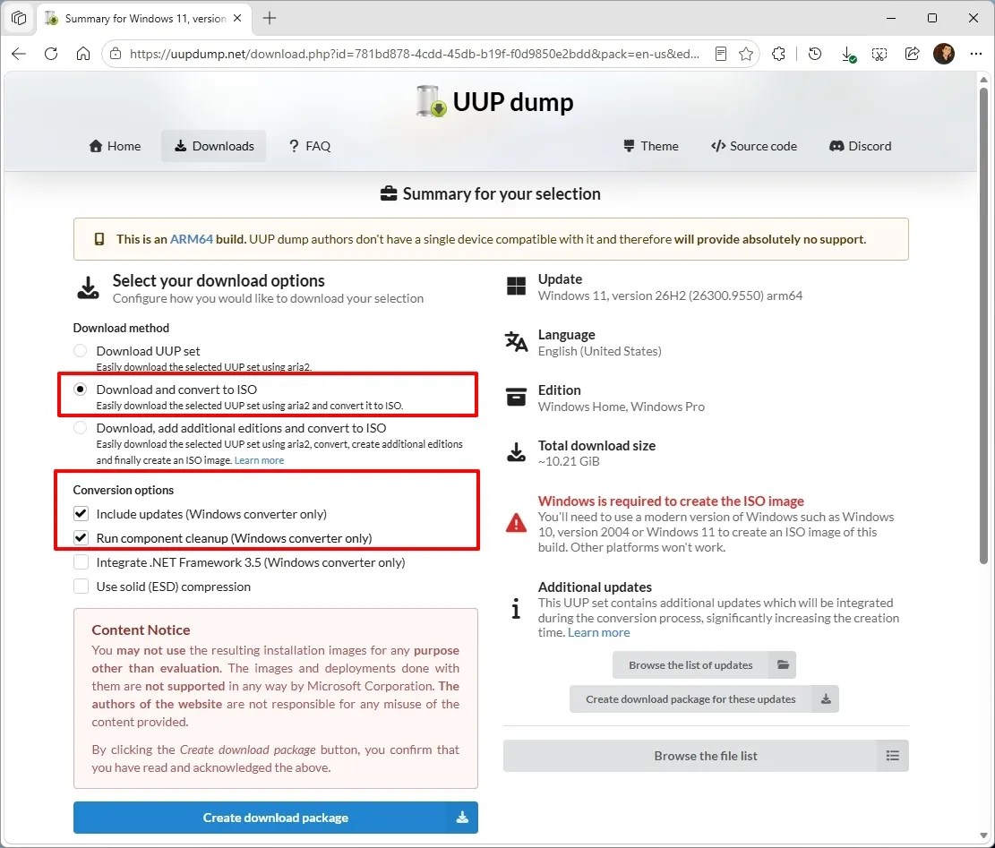 Windows 11 ISO arm64 download UUP Dump script