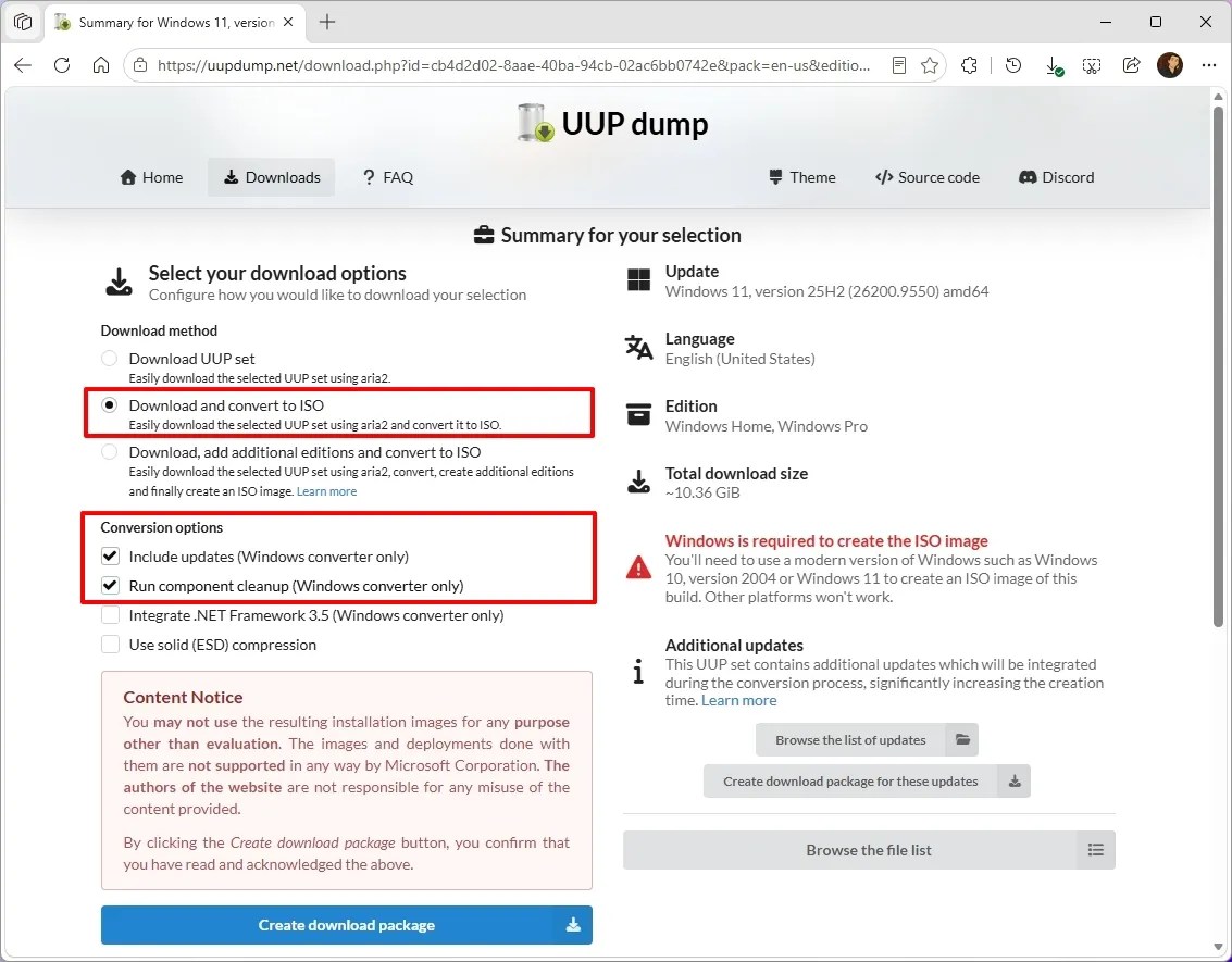 Windows 11 25H2 ISO download UUP Dump script