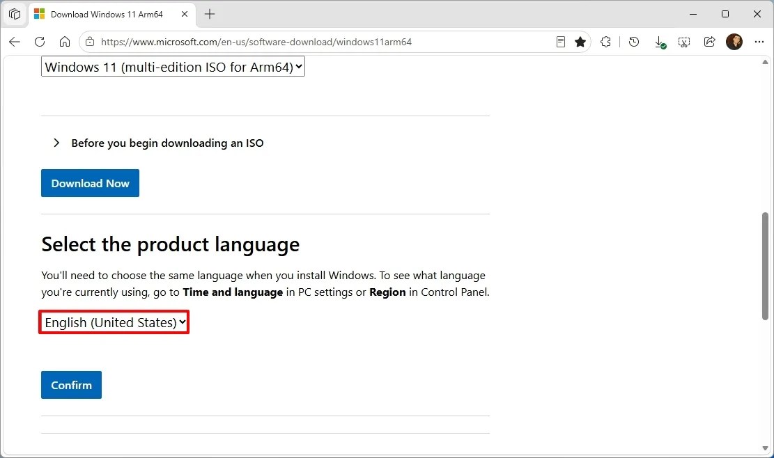 Select ISO file language