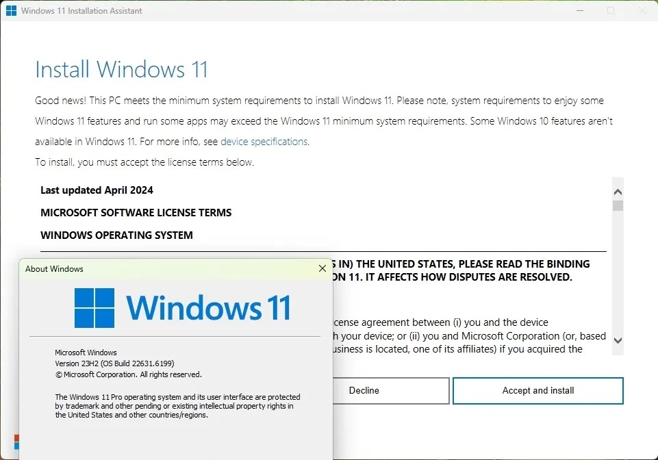Windows 11 26H2 Installation Assistant for version 23H2