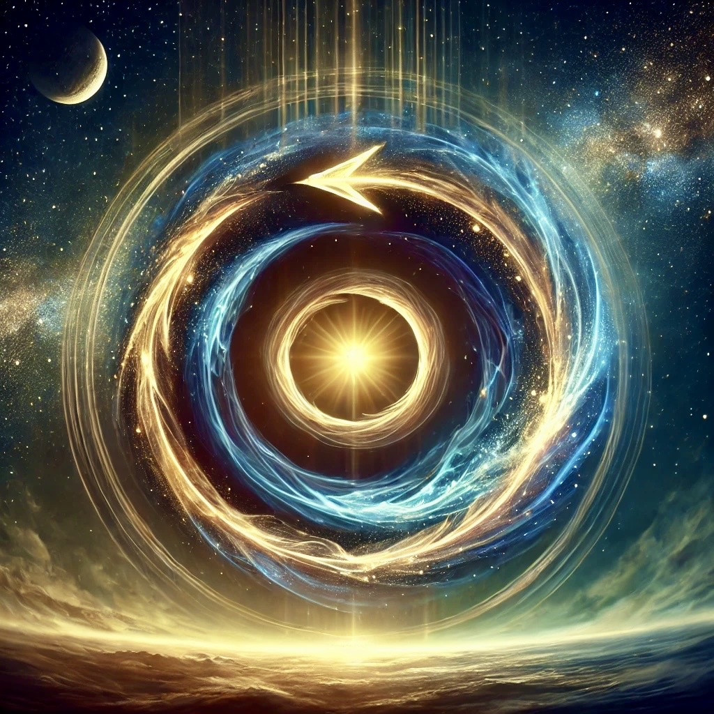 Circular energy symbol representing the Six Realms of Samsara, illustrating the cycle of rebirth and karmic flow in Buddhist cosmology.
