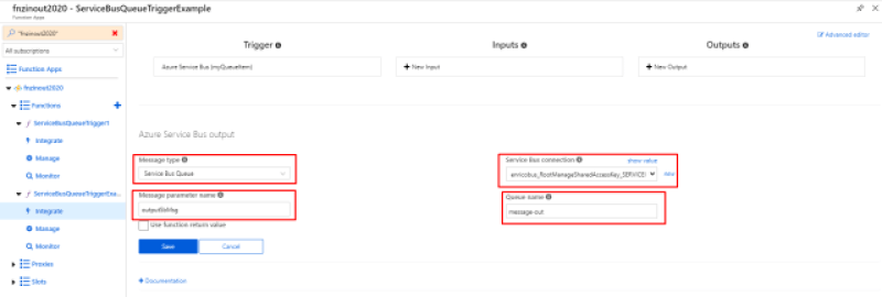 Azure Service Bus output
