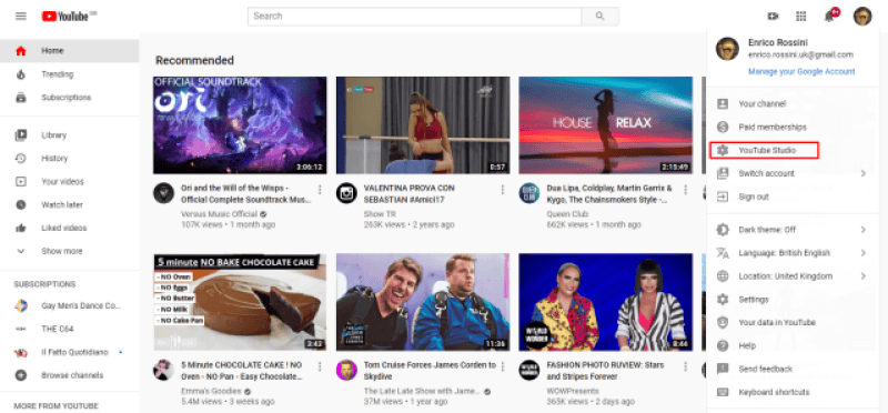Login on YouTube home page 