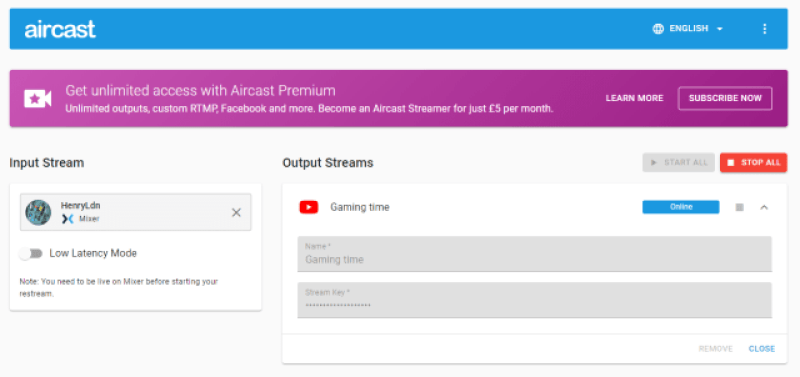 Aircast YouTube connection
