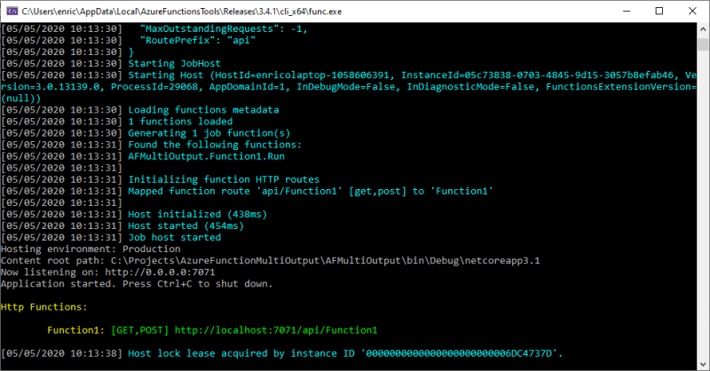 Azure Function is running