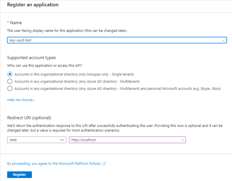 Register an application in Active Directory