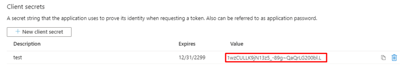 Client secret for the application