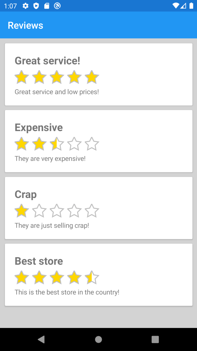 Building a Rating Control using Xamarin.Forms Shapes Building a Rating Control using Xamarin.Forms Shapes