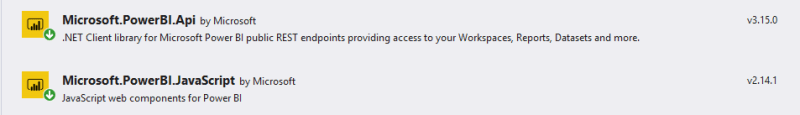 PowerBI packages in your web application to add