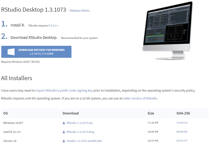 RStudio download page