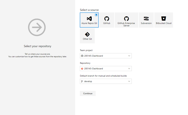Azure DevOps - Select your repository