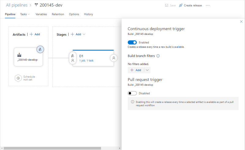 Azure DevOps Release - Enable Continuous deployment