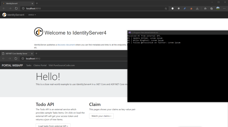 Security with Identity Server 4 in a console application