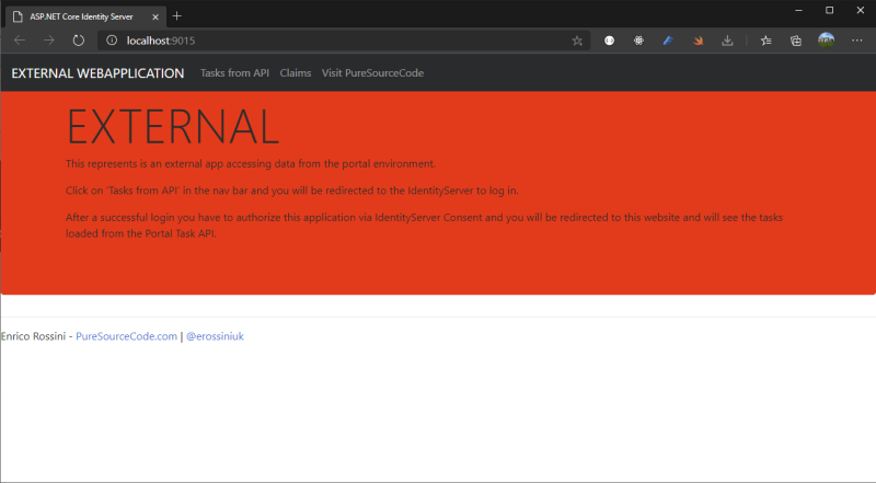 External application for security workflow with Identity Server 4