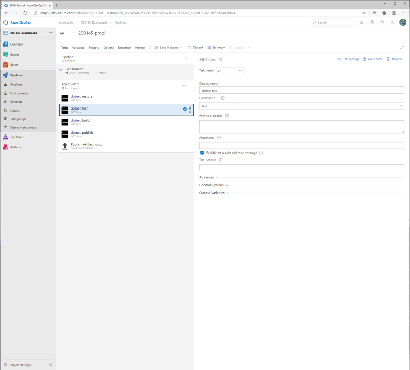 Pipeline - dotnet test