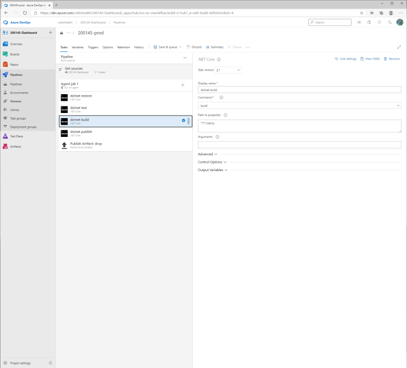 Pipeline - dotnet build