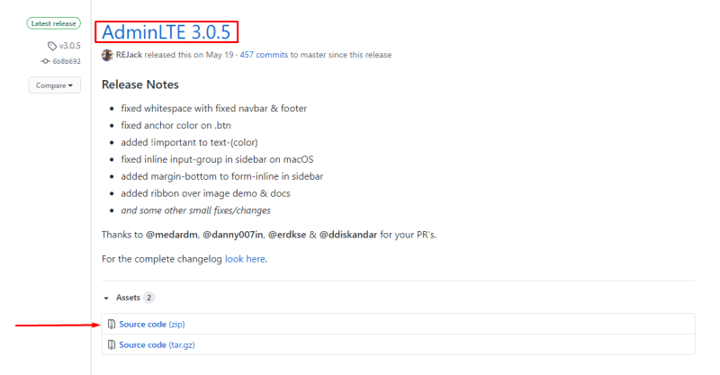 AdminLTE on GitHub - version 3.0.5