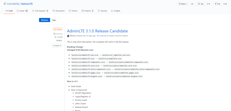 AdminLTE 3.1.0 Release Candidate