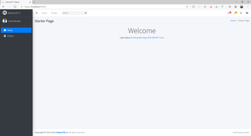 New home page with navigation indicator
